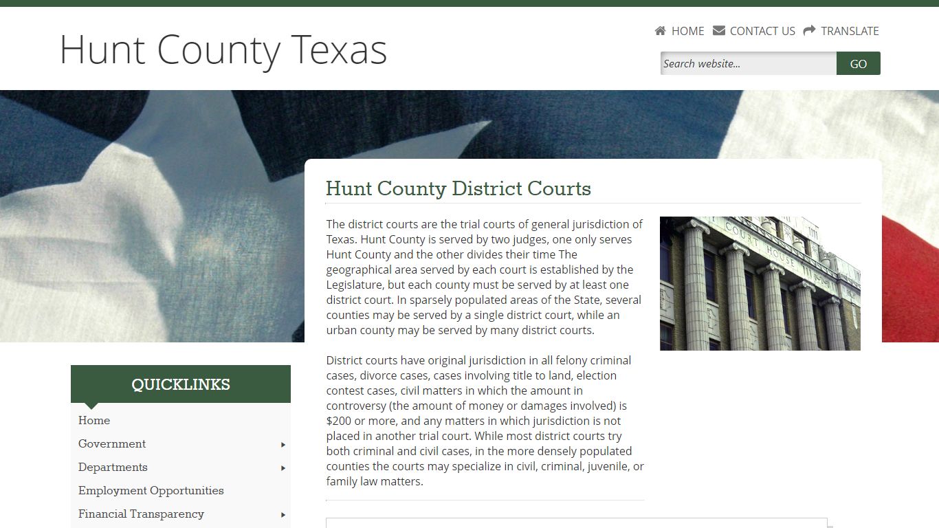 Welcome to Hunt County, Texas | District Courts