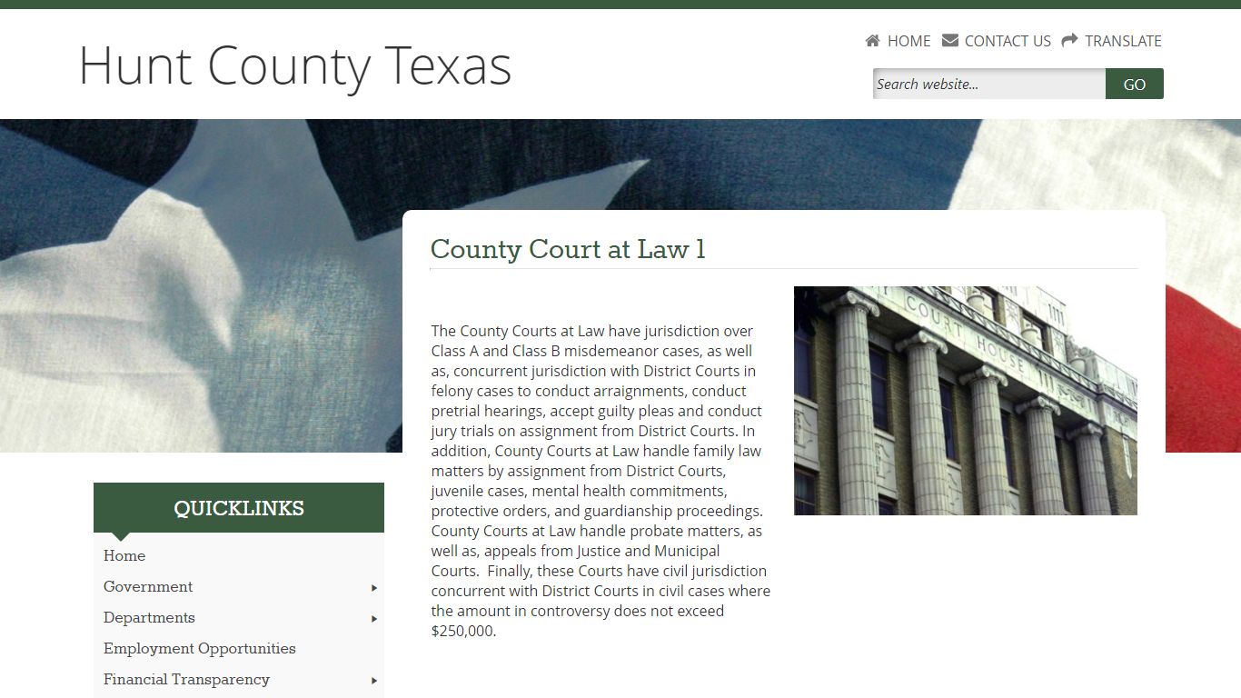 Welcome to Hunt County, Texas | County Courts at Law